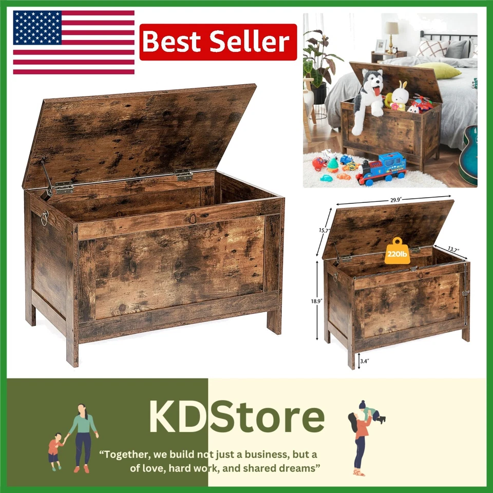 Versátil cofre de almacenamiento rústico con bisagra de seguridad - Ideal para juguetes y más Foto 1 de 4