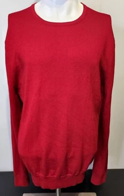 Express Sweater Mens Size Large Modern Fit Extra Fine Merino Wool L/S Red - Image 1 of 4