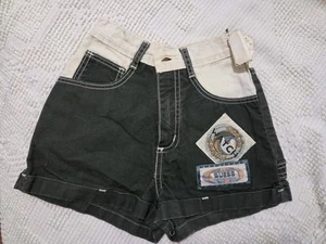 VINTAGE NWT GIRLS SZ 8 GUESS JEANS SHORTS HIGH WAISTED CARGO EARTH WATCH PATCH - Picture 1 of 4