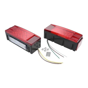Left&Right LED Waterproof Red Trailer Boat Rectangle Stud Stop Turn Tail Lights - Picture 1 of 19