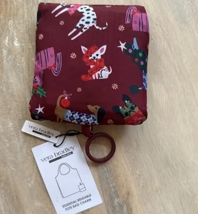 Vera Bradley Essential Holiday Hound Dogs Christmas Reusable Tote Bag Charm- Red - Picture 1 of 2