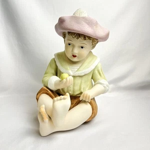 German Antique Porcelain Little Boy Figure with Apple Volkstedt Germany 12" high - Picture 1 of 10