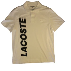Lacoste Men's XL Regular Fit Graphic Movement Printed White Polo Shirt Logo - Picture 1 of 8