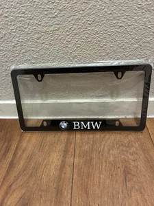License Plate Frame Black Stainless Steel Vinyl Lettering FOR BMW New With Screw - Picture 1 of 2