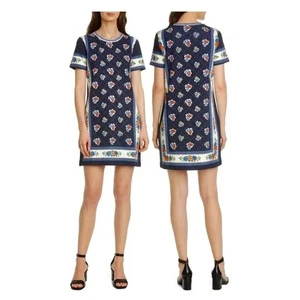 VESTIDO CAMISETA ESTAMPADO TORY BURCH AZUL MARINO FLORAL, TALLA XXS - Imagen 1 de 10