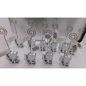 Tischkarten-/Bilderhalter "Liebe" Geburtstag/Dusche Silber 3,5" Kate Aspen 10 Neu - Bild 1 von 3