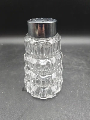 Vidrio coctelera de azúcar de vidrio transparente vintage con tapa de metal de 4,5" de alto Foto 1 de 4