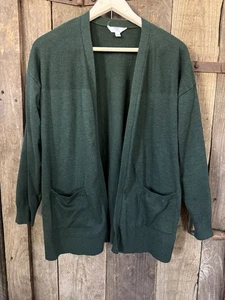 Time and Tru Damen offene Strickjacke Pullover Gr. Lg 12-14 jägergrün V-Ausschnitt - Bild 1 von 12