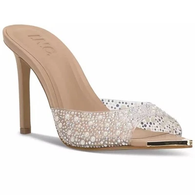 Mules de tacón con punta abierta adornadas con perlas INC Amra - Talla 7M Foto 1 de 4