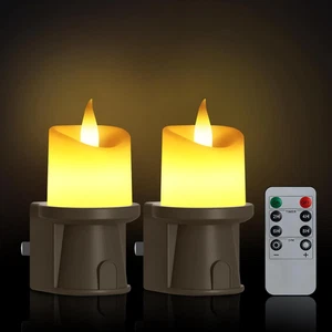 2 Pack Flameless Candle Nightlight Plug into Wall, Electronic Candle Outlet Plug - Picture 1 of 12
