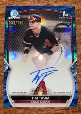 133/150 RC Auto 2023 Tim Tawa 1st Bowman Chrome Blue Refractor  DBacks - Image 1 of 3