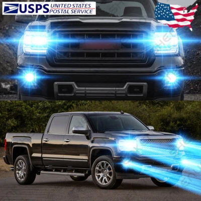 Faro LED 8000K 9012 para GMC Sierra 1500 2014 2015 + 5202 bombillas antiniebla GL Foto 1 de 4