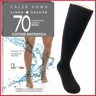 Calze a COMPRESSIONE GRADUATA media lunghe per uomo 70 DENARI DEN in cotone - Immagine 1 di 4