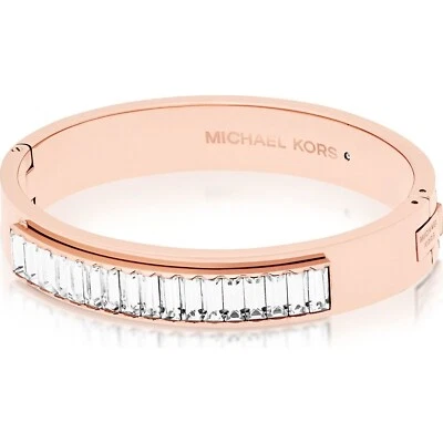 Michael Kors Rose Gold-Tone MKJ6232791 Baguette Crystals Bangle Bracelet NWT - Image 1 of 2