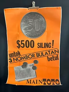 Póster original 1969 de la lotería de Malasia juegos de azar a la lotería envío gratuito - Imagen 1 de 4