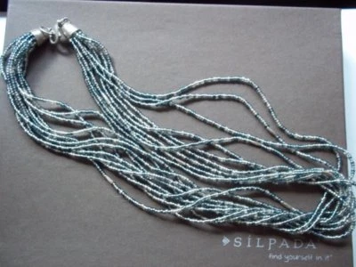 Collar Silpada de plata de ley gris forrado en plata de vidrio N2115  Foto 1 de 4