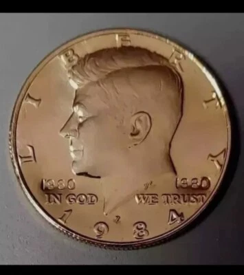 1984 P 24kt Gold Plated Kennedy Half Dollar Privy Marked 1960-1980 - Image 1 of 4