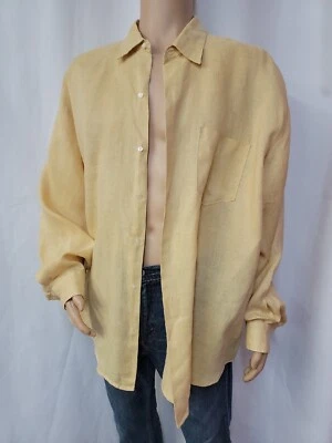 Camisa informal XL para hombre Banana Republic 100 % lino irlandés amarillo/dorado botón LS #R1 Foto 1 de 4
