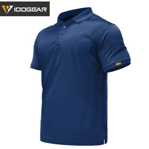 IDOGEAR Tactical T shirt Mens Polos Plain Polos Short Sleeve Outdoor T-shirt BK