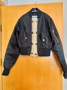 MOSCHINO Black Nylon Rib Trim Nylon Padded Bomber Jacket M - Picture 1 of 5