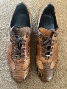Mezlan ROLANDO Tan Snakeskin Lizard Trim Exotic Sport Sole Dress Sneakers - 11 M - Picture 1 of 11