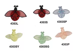 3D Red,Green,Purple,Yellow Ladybug Embroidery Iron On Applique Patch - Picture 1 of 7