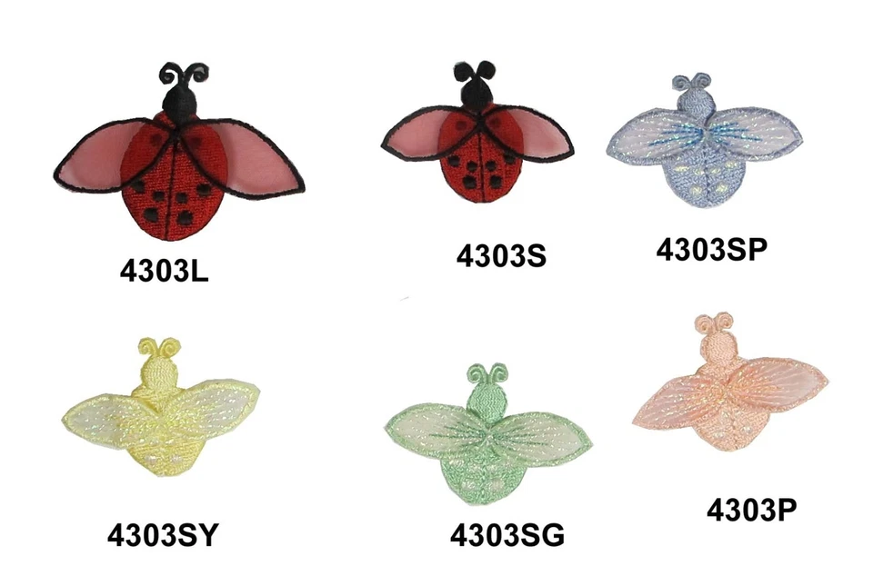 3D Red,Green,Purple,Yellow Ladybug Embroidery Iron On Applique Patch - Image 1 of 1