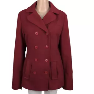 Levi's Pea Coat Women's M Cherry Red Lined Casual Fall Winter Comfy - Picture 1 of 8