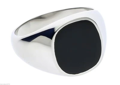 Круглый край черный оникс из нержавеющей стали мужское кольцо размер 10 TK595 T42 - Изображение 1 из 4