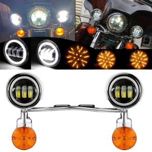 LED Passing Fog Lamp Turn Signal Light Bar Set For Harley Touring Road King FLHR - Picture 1 of 12