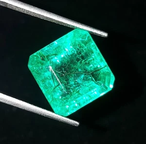 Natürlicher loser Edelstein kolumbianischer grüner Smaragd 10,57 ct zertifizierte Smaragdform - Bild 1 von 10