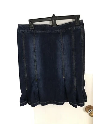 Ограниченный женщин джинсовой ткани синий Jean юбка русалки волан плиссированные скромный размер 4 - Изображение 1 из 4