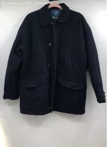 Members Only Navy Vintage Quilt Lined Wool Button Up Jacket - Size M - Picture 1 of 10