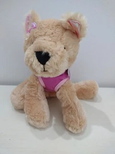 Peluche cane principessa punk 10" morbido cucciolo peluche rosa orecchie pieghevoli collare cappotto - Foto 1 di 9