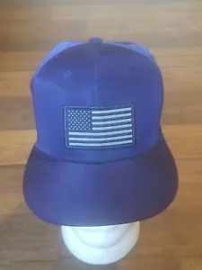 ZOE Headwear American Flag Patch Baseball Hat Snap Back Trucker Blue Solid - Picture 1 of 10