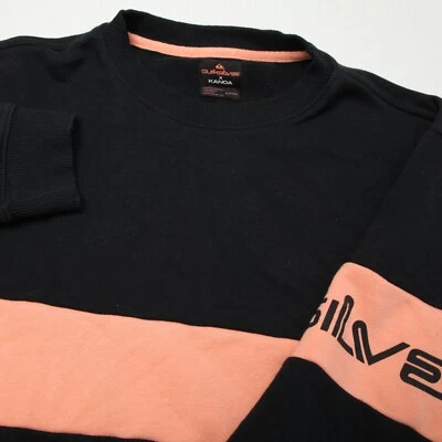 Sudadera Quicksilver X Kanoa Para Hombre Pequeña Negra Melocotón Cuello Redondo Pullover Foto 1 de 4