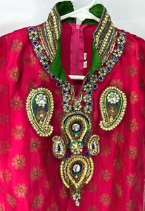 Crafts/Cutters East Indian Dress With Beads/Sequins/Gold Trim/Faux Jewels AS IS - Picture 1 of 8