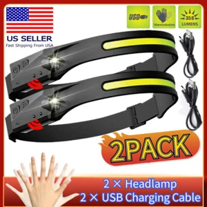 2PACK Faro COB LED Ricaricabile Torcia Lavoro Barra Luminosa Fascia USB - Foto 1 di 11