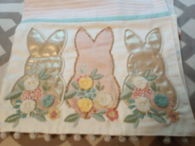 Pier 1 Imports Easter Bunny Trio Beaded Silhouette 72" Striped Table Runner  - Image 1 of 4