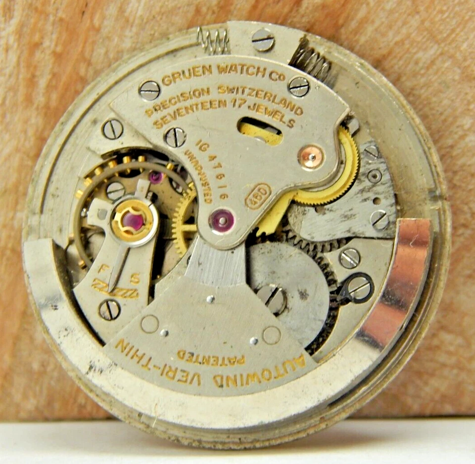 Vintage Gruen Autowind Veri-Thin 460 bumper automatic 17 jewel watch movement - Image 1 of 4