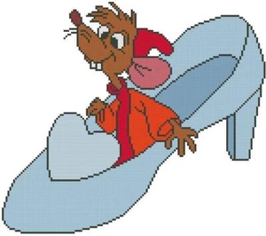 CROSS STITCH+ CRAFT PATTERN Cinderella Movie Glass Slipper Shoe Heel Jaq Mouse - Picture 1 of 1