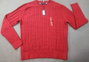 Neu mit Etikett Tommy Hilfiger Herren Essential einfarbiger Strickpullover rot Gr. Large - Bild 1 von 7