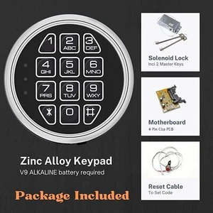 Gun Safe lock Replacement Chrome Keypad+Solenoid Lock & 2 Override Key USA-Stock - Picture 1 of 11
