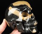 5,0 pouces agate noire crâne en cristal sculpté, réaliste, cristal guérison