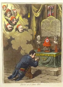.RARE 1798 JAMES GILLRAY AQUATINT “SHRINE at ST ANN’S HILL" 100% GENUINE ! - Picture 1 of 6