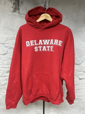 Delaware State Hornets Red Pullover Hoodie Sweatshirt Distressed Vintage 90s y2k - Image 1 of 4