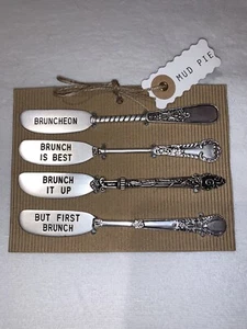 NIP Mud Pie Set of 4 Metal Stamped Brunch Spreader Set SOLD OUT Item # 4631031 - Picture 1 of 5