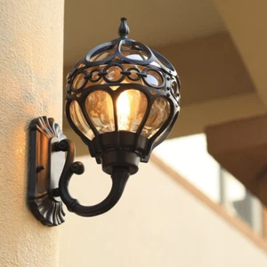 Outdoor Wall Light Black Garden Wall Light Balcony Wall Lantern Porch Wall Lamp - Picture 1 of 6