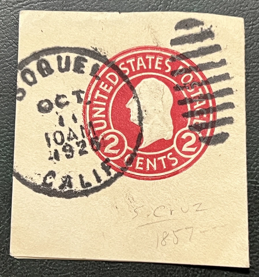 1926 SOQUEL VILLAGE CALIFORNIA CANCEL US CUT SQUARE, SANTA CRUZ COUNTY - Image 1 of 1