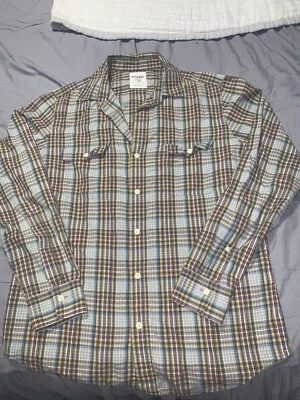 Fossil 54 Button Long Sleeve Shirt Gray,brown, Red Yellow Mens Sz-S Western Wear - Image 1 of 4